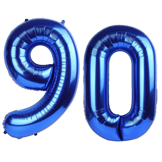 Kelfuoya 40-inch navy blue number 90 balloon, ideal for milestone celebrations and photo backdrops.