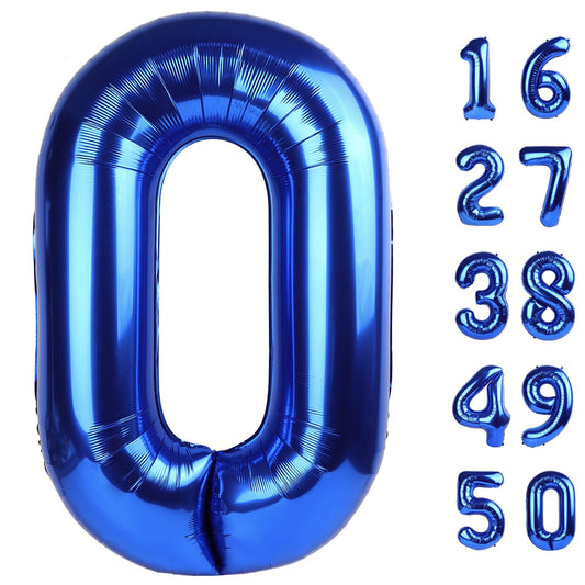 Kelfuoya 40-inch navy blue Number 0 balloon, ideal for milestone photo backdrops.