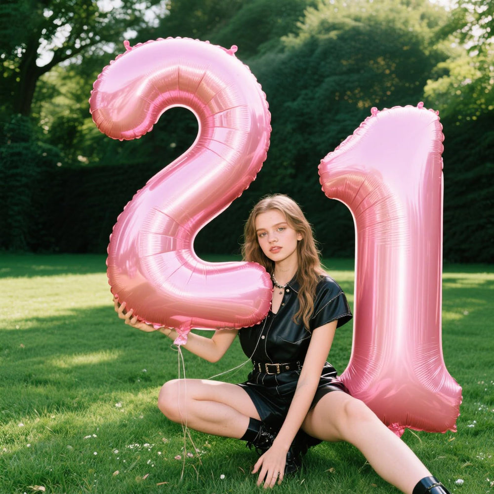 Kelfuoya 40-inch pink foil number 12 balloon with luminous finish