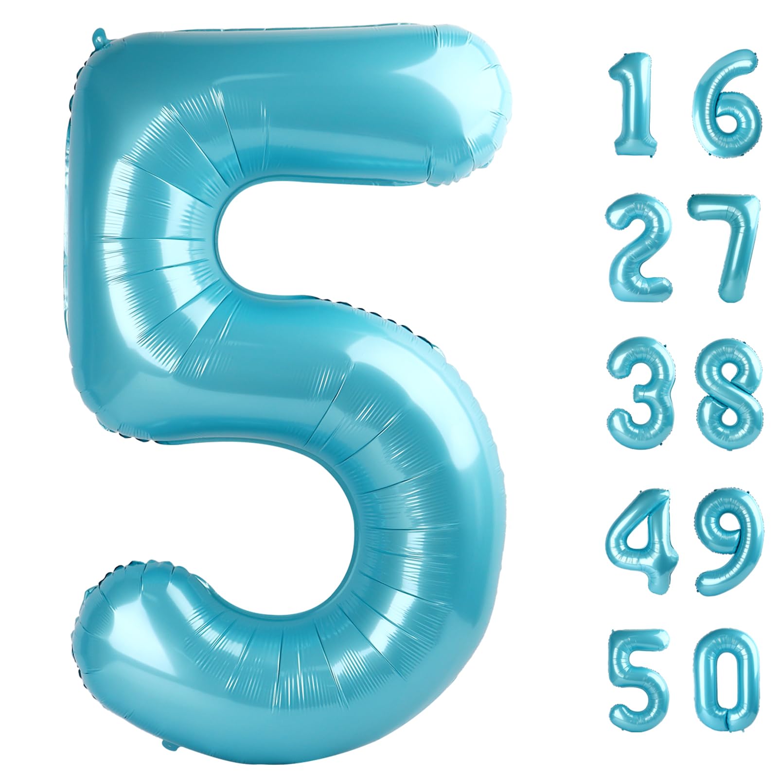 Kelfuoya 40-inch deep blue number 5 foil balloon for birthdays and milestones