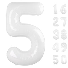Kelfuoya 40 inch white number 5 balloon for vibrant birthday photos