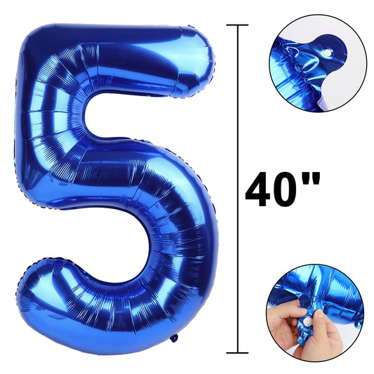 Kelfuoya 40 inch number 5 dark blue balloon side view for event displays