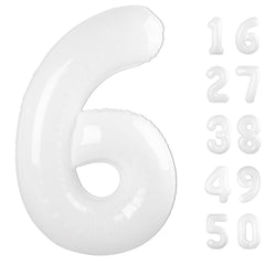 Kelfuoya 40-inch number 6 white foil balloon, a striking party centerpiece backdrop for photos.