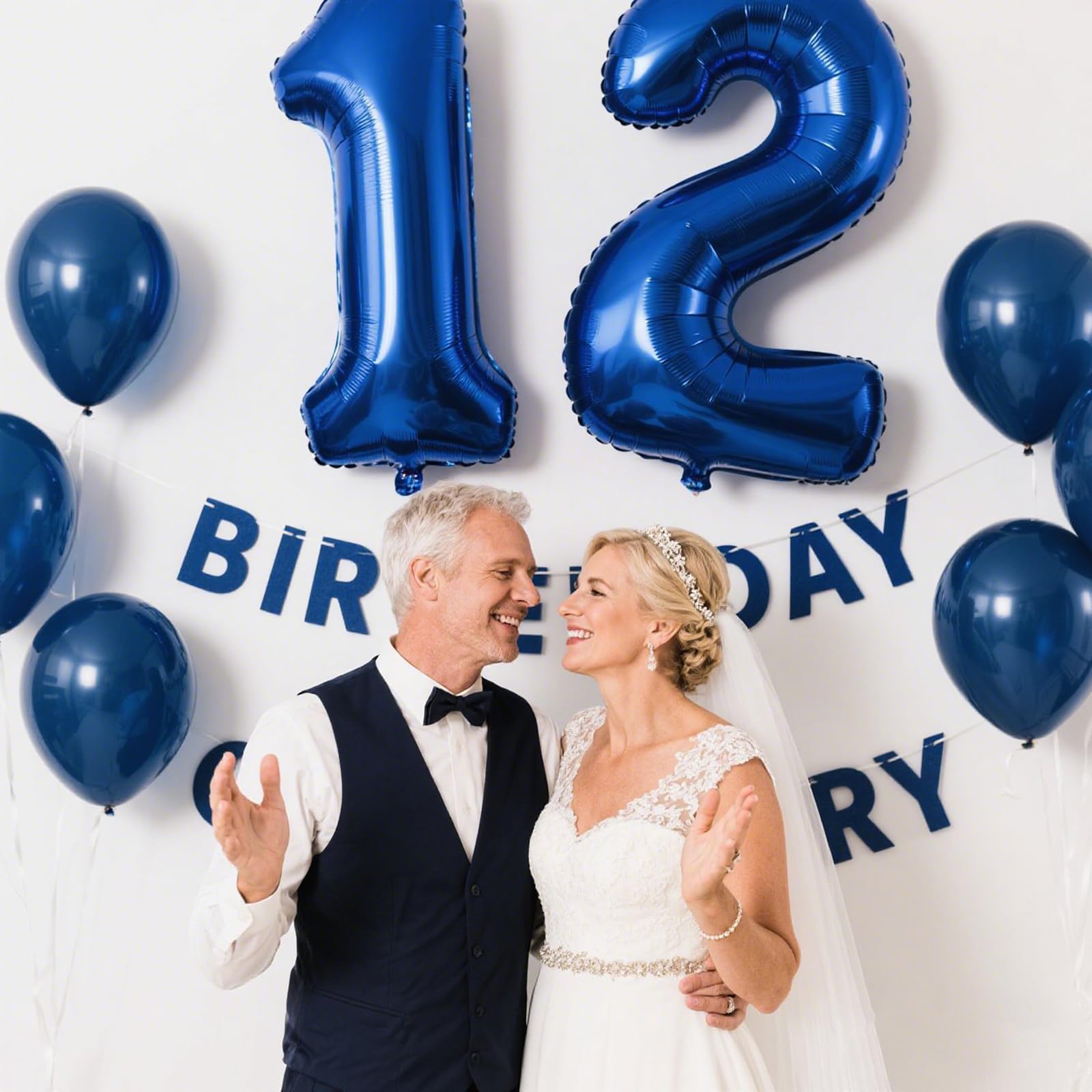 Kelfuoya blue 40-inch number balloon for versatile party theme.