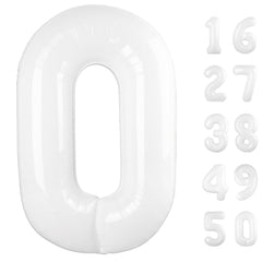 Kelfuoya 40 inch white 0 number balloon for striking photo backdrops.