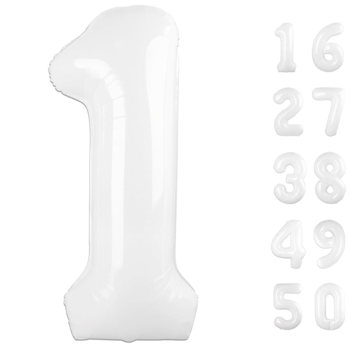 Kelfuoya 40 inch white number balloon angle 1, ideal backdrop for photos and celebrations.