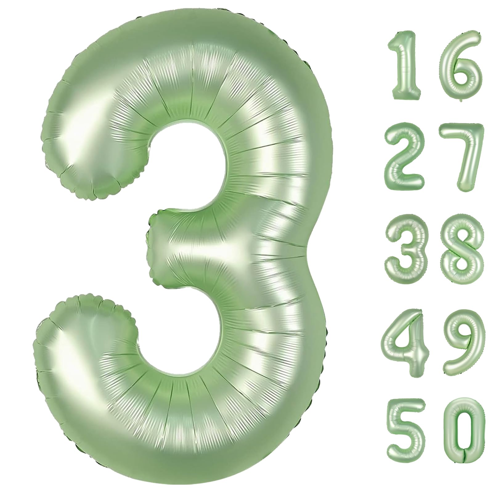 Kelfuoya 40 inch olive green number 3 balloon for a bold party backdrop