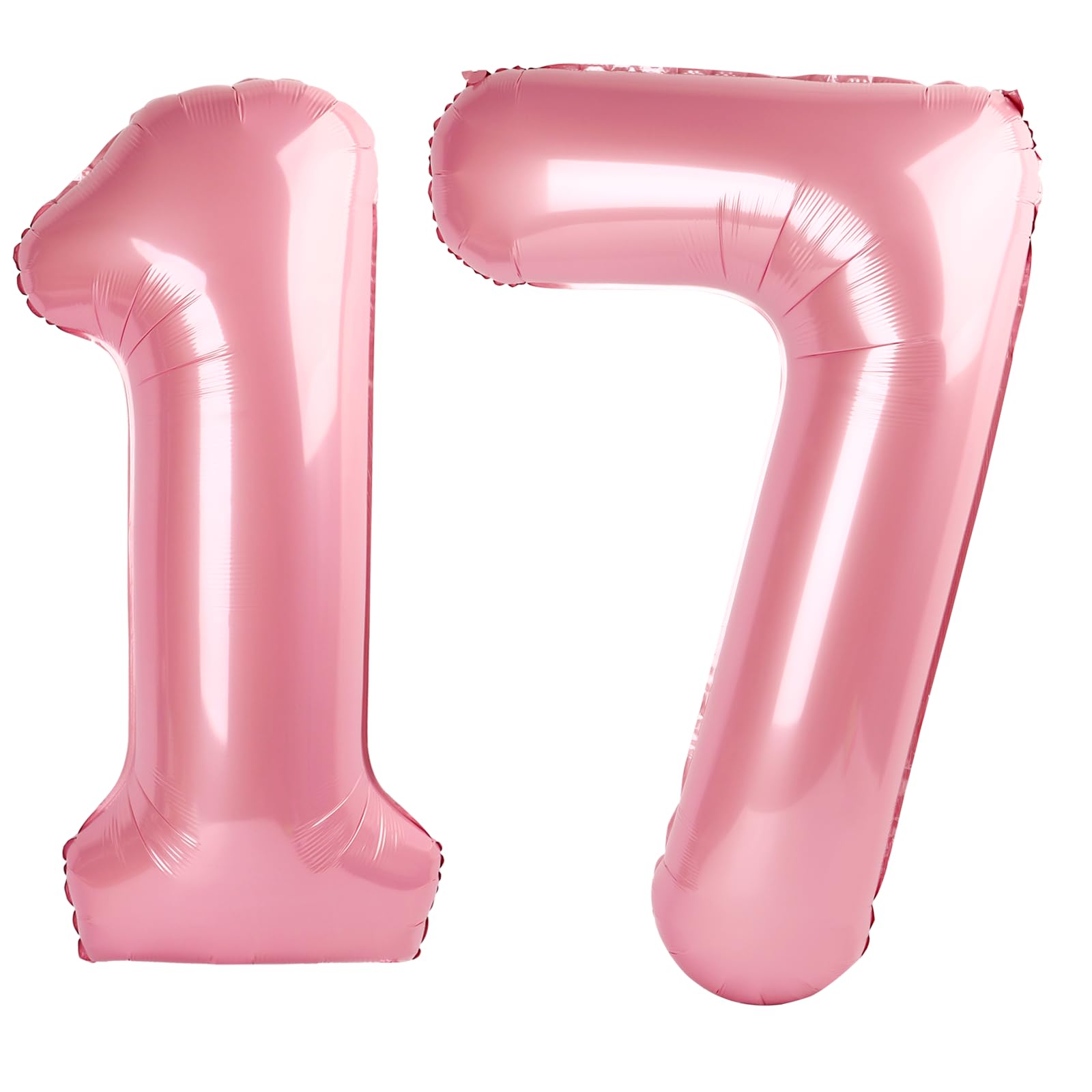 Kelfuoya 40-inch pearlescent pink 17 balloon creates a bold birthday backdrop.