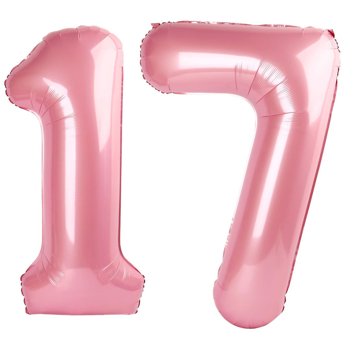Kelfuoya 40-inch pearlescent pink 17 balloon creates a bold birthday backdrop.