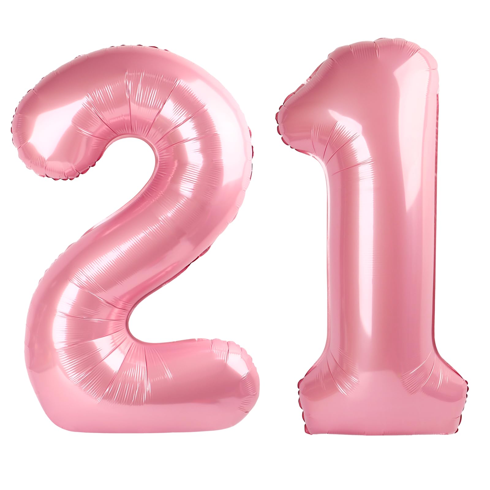 Kelfuoya 40-inch pearlescent pink 21 balloon creates a striking backdrop for celebrations.