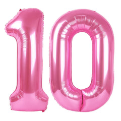 Kelfuoya 40-inch pink Number 10 balloon for bold birthday decor and photos.