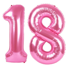 Kelfuoya 40-inch pink number 18 balloon creates a bold centerpiece for birthdays and anniversaries.