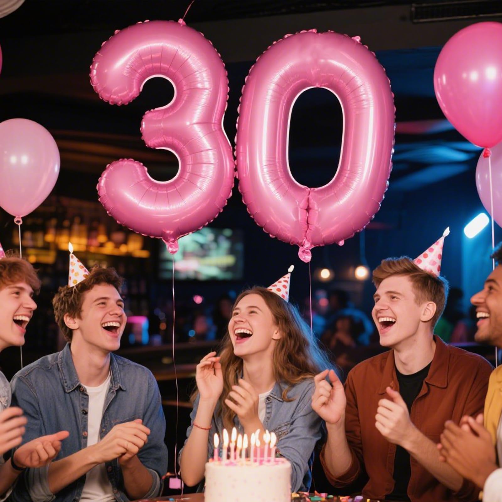Kelfuoya pink 30-number balloon inflates quickly with included straw for convenience.