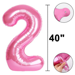 Kelfuoya 40-inch pink number balloon ships with inflation straw for easy setup
