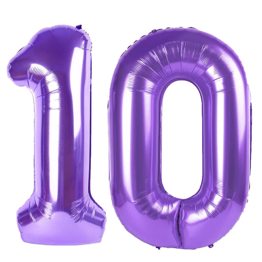 Kelfuoya 40-inch purple number 10 balloon as a bold centerpiece for birthdays and anniversaries