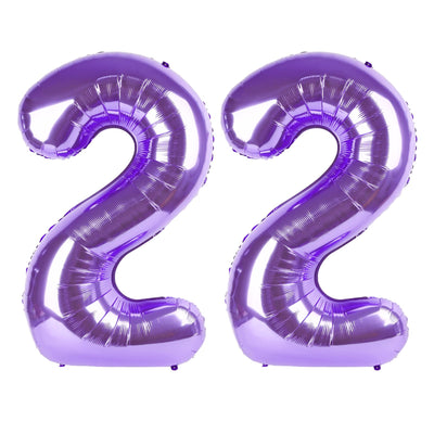 Kelfuoya 40 inch purple number 22 balloon foil for dramatic party decor