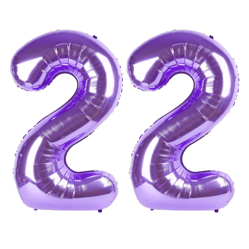 Kelfuoya 40 inch purple number 22 balloon foil for dramatic party decor