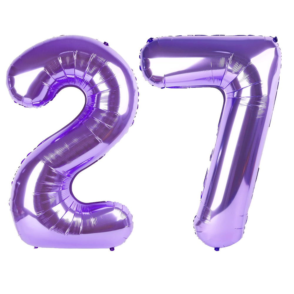 Kelfuoya 40-inch purple number 27 balloon for birthday and anniversary photos.