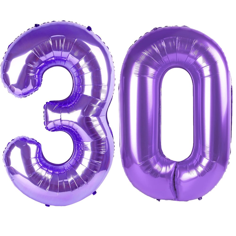 Kelfuoya 40-inch purple number 30 balloon for striking party decor and memorable photos.