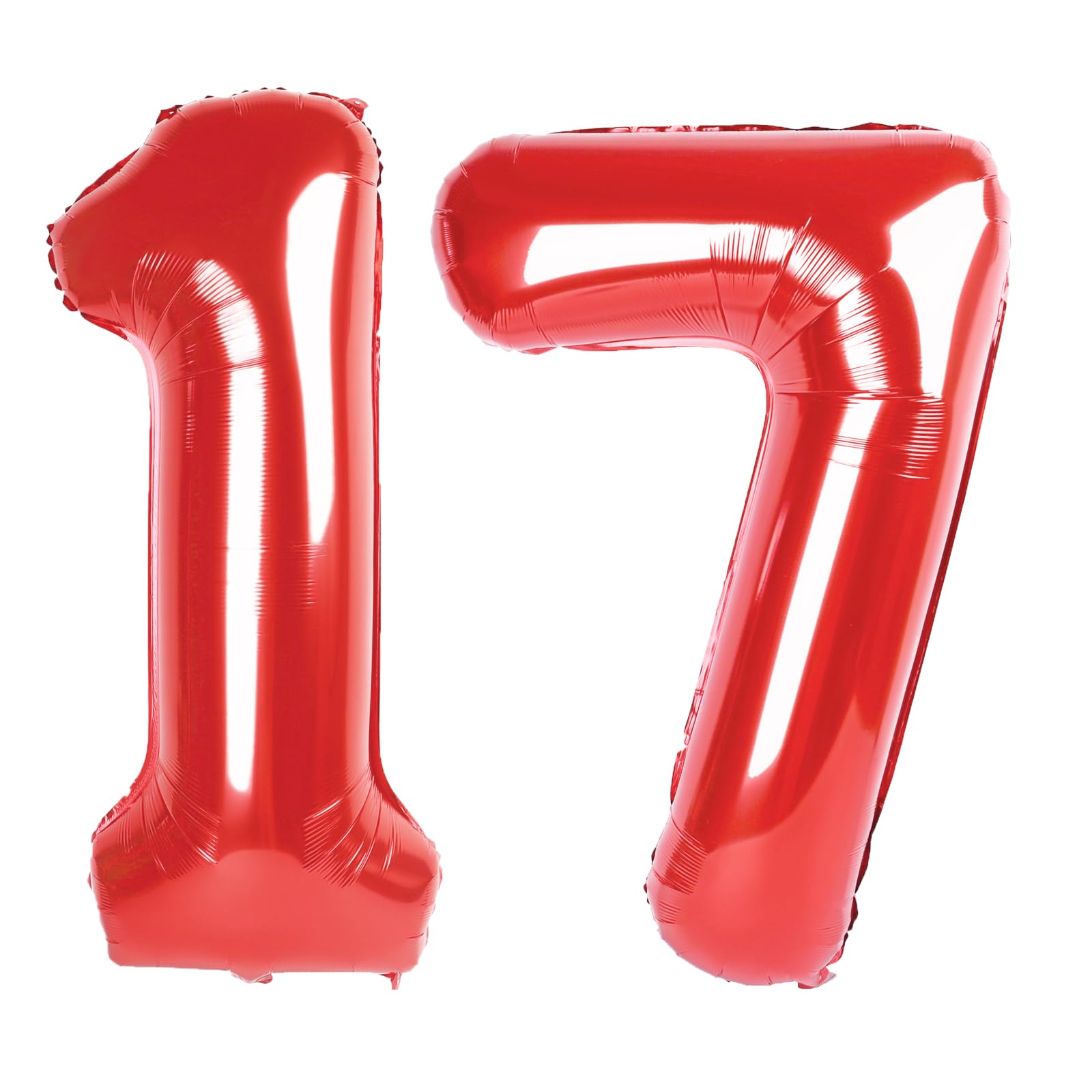 Kelfuoya 40-inch red number 17 balloon front view, ideal party backdrop
