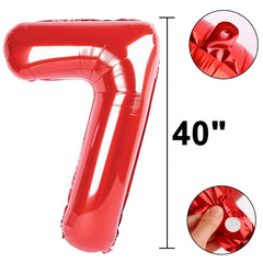Kelfuoya 40-inch red number 17 balloon with straw in packaging, quick setup
