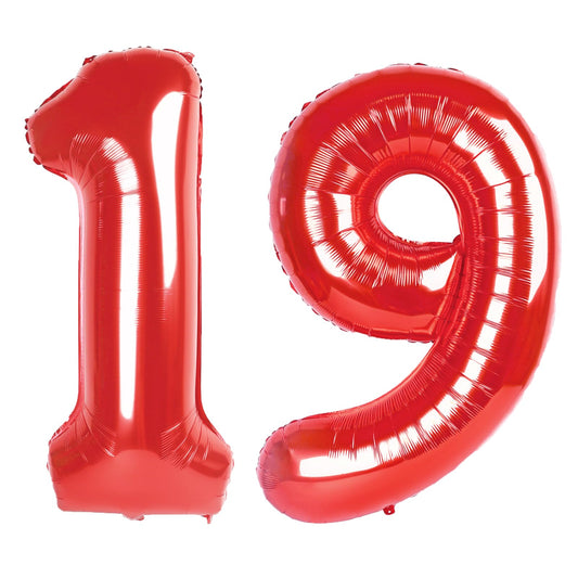 Kelfuoya red 40-inch number 19 balloon for bold birthday decor.