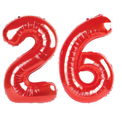 Kelfuoya 40 inch red number 26 foil balloon for bold birthday decor.