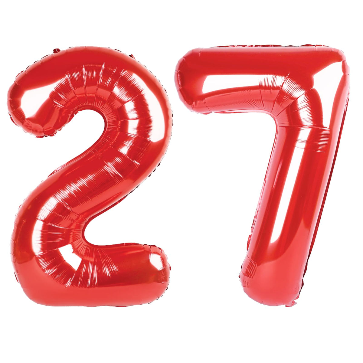 Kelfuoya 40-inch red number 27 balloon, front view, bold party centerpiece.