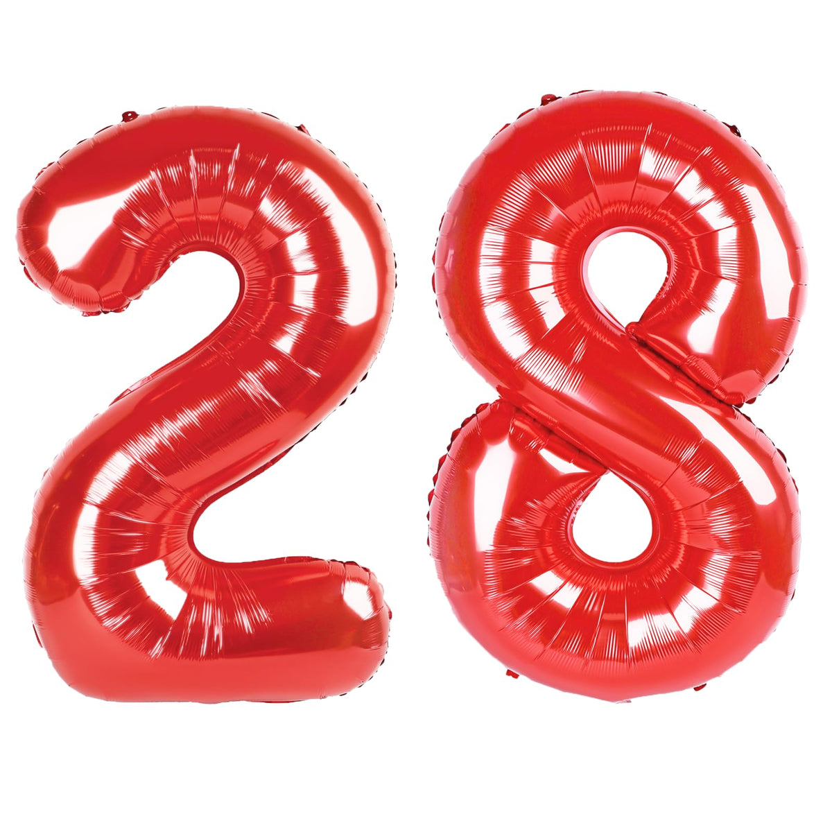Kelfuoya 40 inch red 28 balloon front view with metallic foil finish for elegant decor
