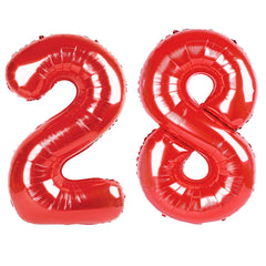 Kelfuoya 40 inch red 28 balloon front view with metallic foil finish for elegant decor