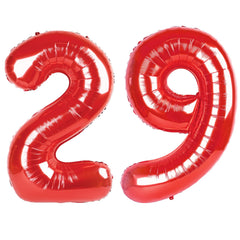 Kelfuoya 40-inch red 29 balloon closeup showing premium Mylar finish for bold party decor