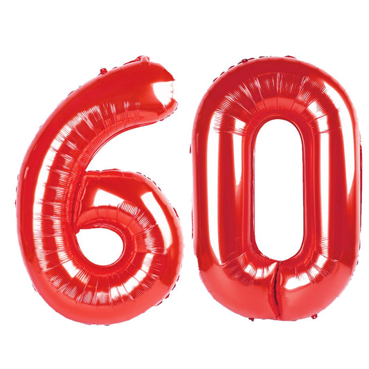 Kelfuoya red 60 balloon for a bold 60th birthday backdrop