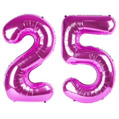 Kelfuoya 40-inch rose purple number 25 balloon creates a dramatic birthday backdrop.