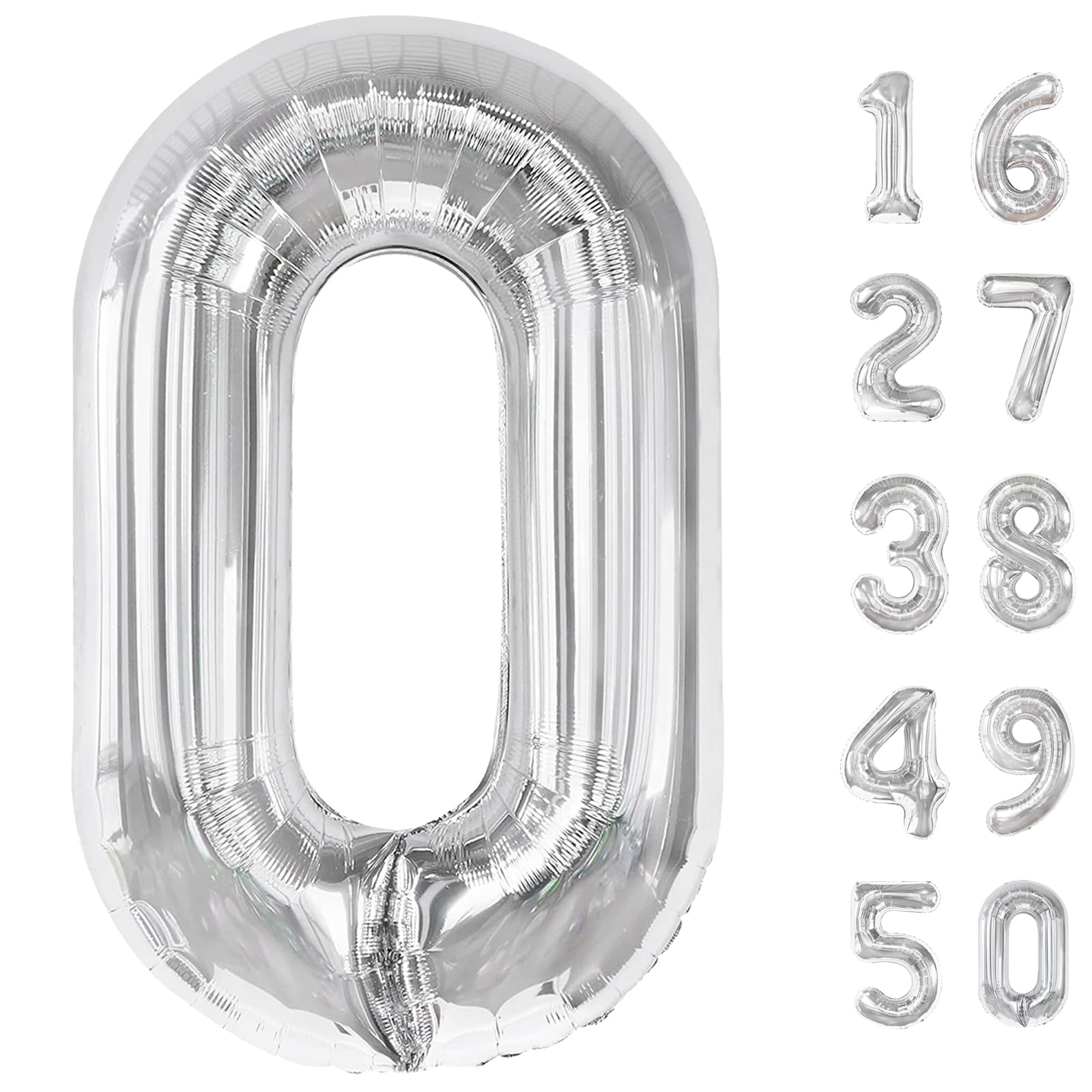Kelfuoya 40-inch silver foil number 0 balloon adds bold milestone flair for parties