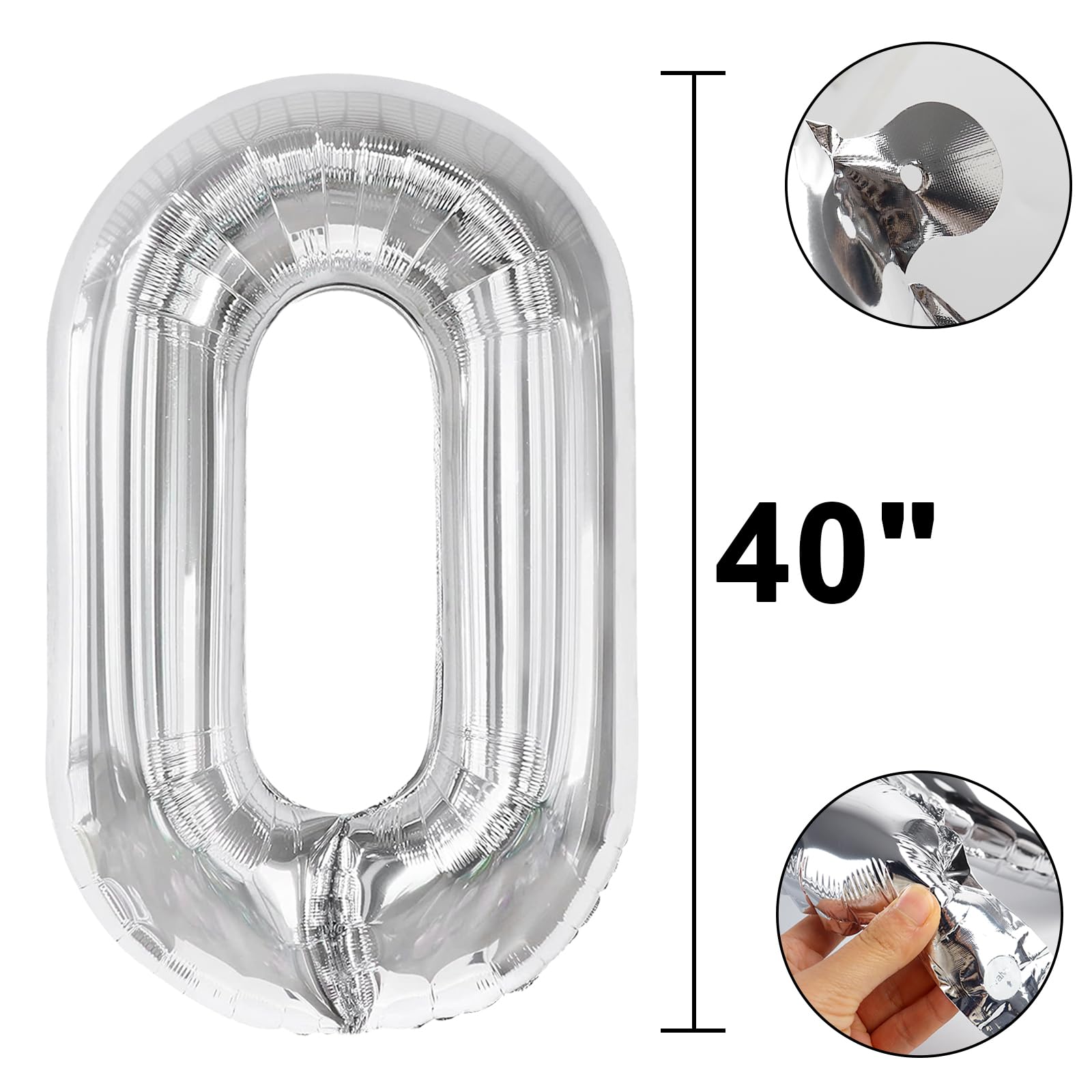 Kelfuoya 40-inch silver number 10 balloon self-sealing for easy setup.