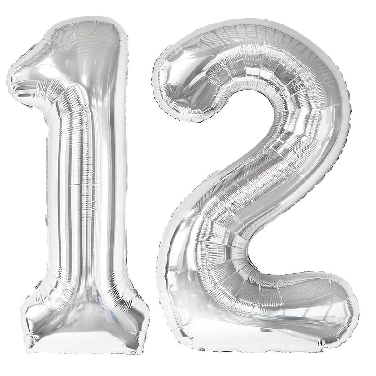 Kelfuoya 40 inch silver number 12 balloon front view for striking birthday or anniversary décor