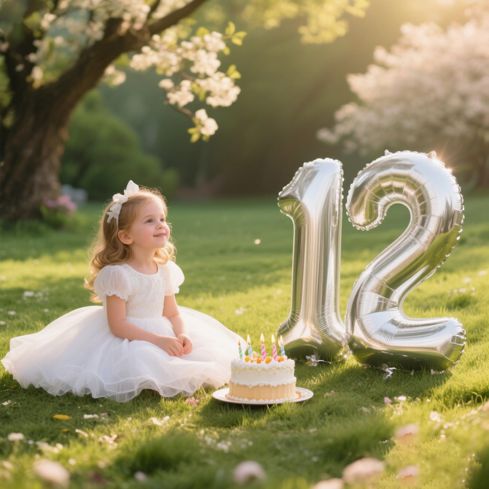 Kelfuoya 40 inch silver number 12 balloon wedding anniversary scene adds elegance