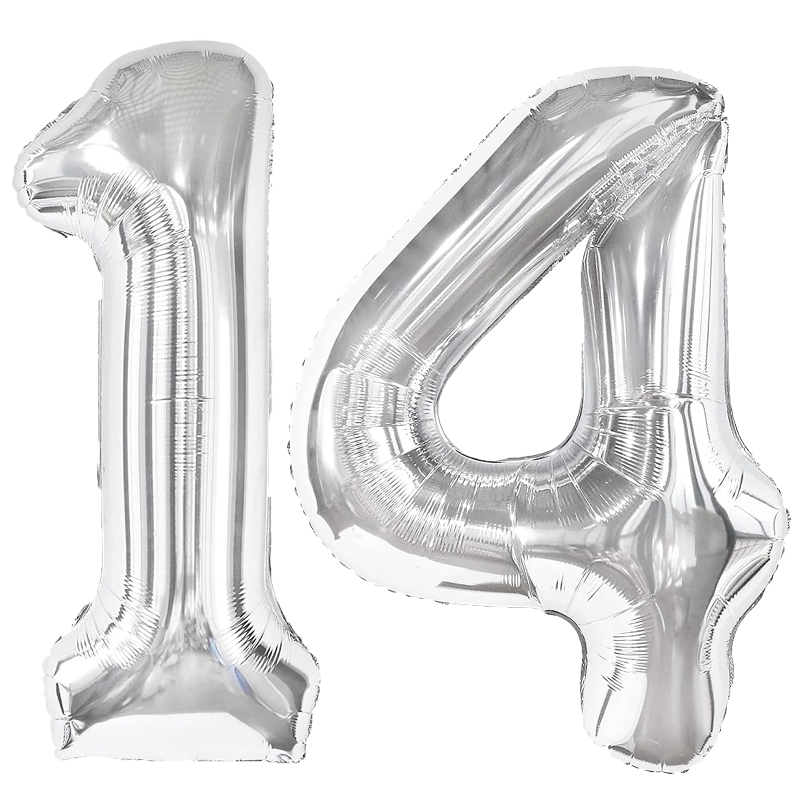 Kelfuoya 40-inch silver number 14 balloon for milestone celebrations and photos.