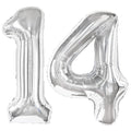 Kelfuoya 40-inch silver number 14 balloon for milestone celebrations and photos.