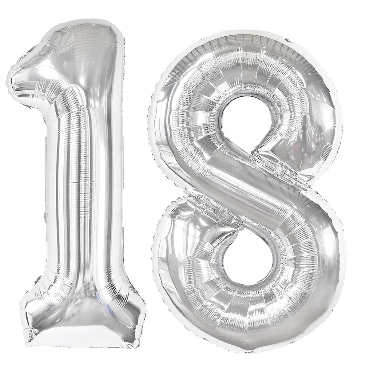 Kelfuoya 40 inch silver number 18 balloon front view for elegant celebrations
