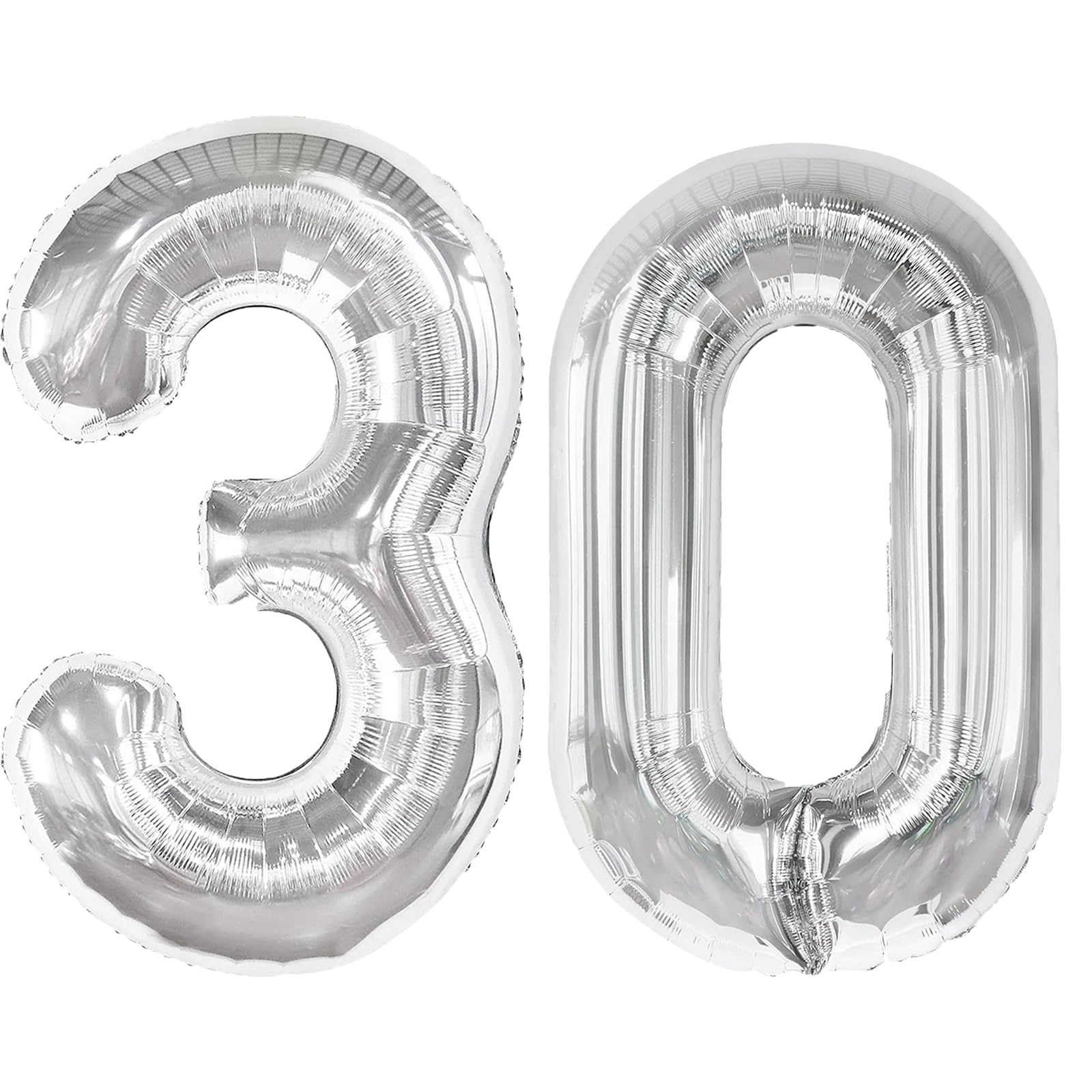 Kelfuoya 40-inch silver number 30 balloon for a bold birthday backdrop.