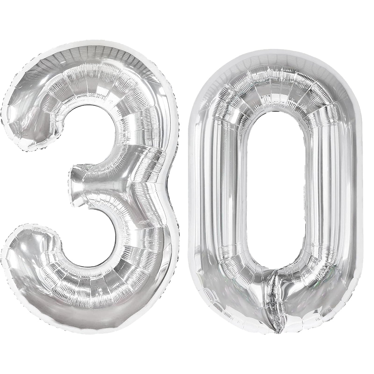 Kelfuoya 40-inch silver number 30 balloon for a bold birthday backdrop.