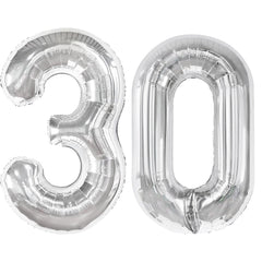 Kelfuoya 40-inch silver number 30 balloon for a bold birthday backdrop.