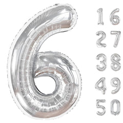 Kelfuoya 40 inch silver number 6 balloon for striking birthday photos