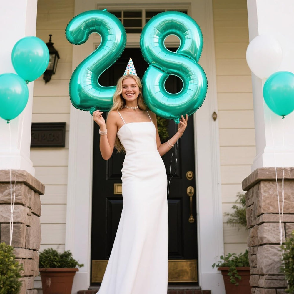 Kelfuoya 40inch teal 8-number balloon enhances party decor and entrances