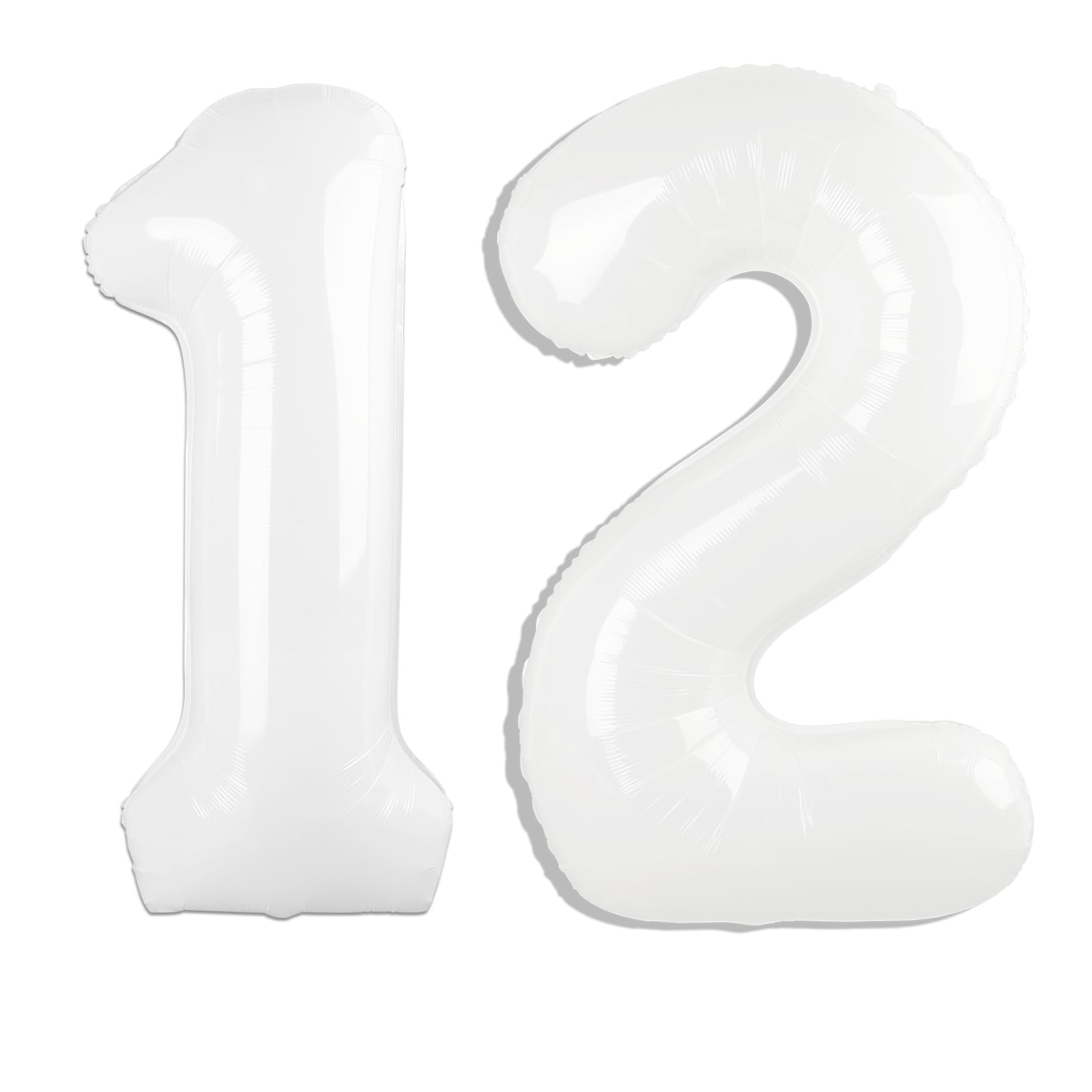 Kelfuoya 40-inch white number 12 balloon ideal for birthdays and milestones.