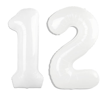 Kelfuoya 40-inch white number 12 balloon ideal for birthdays and milestones.
