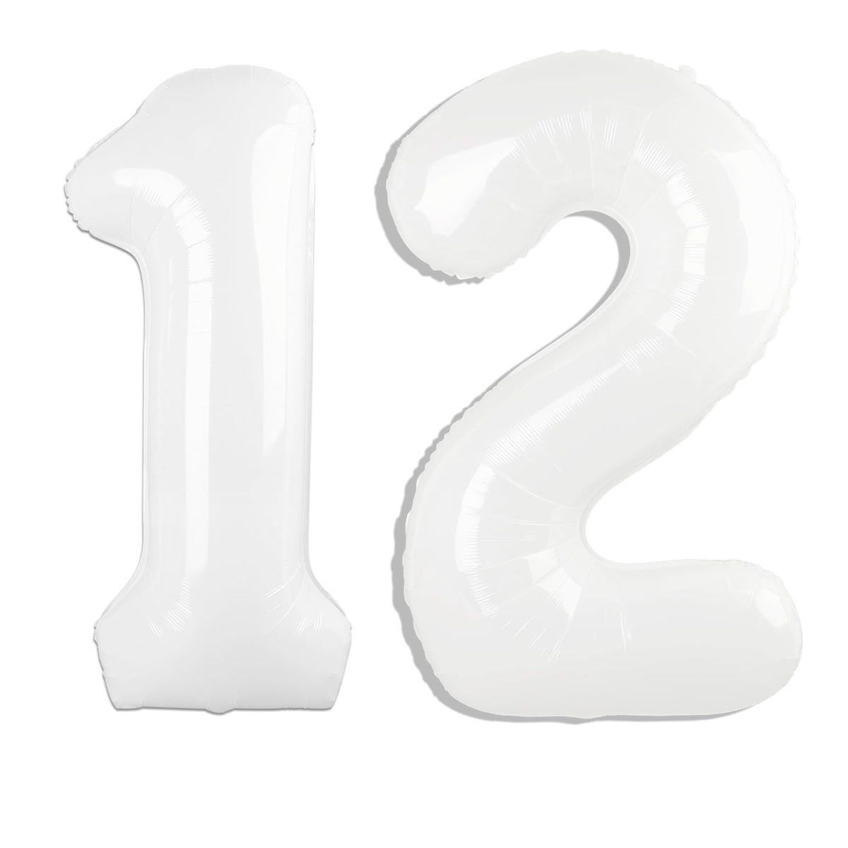 Kelfuoya 40-inch white number 12 balloon ideal for birthdays and milestones.