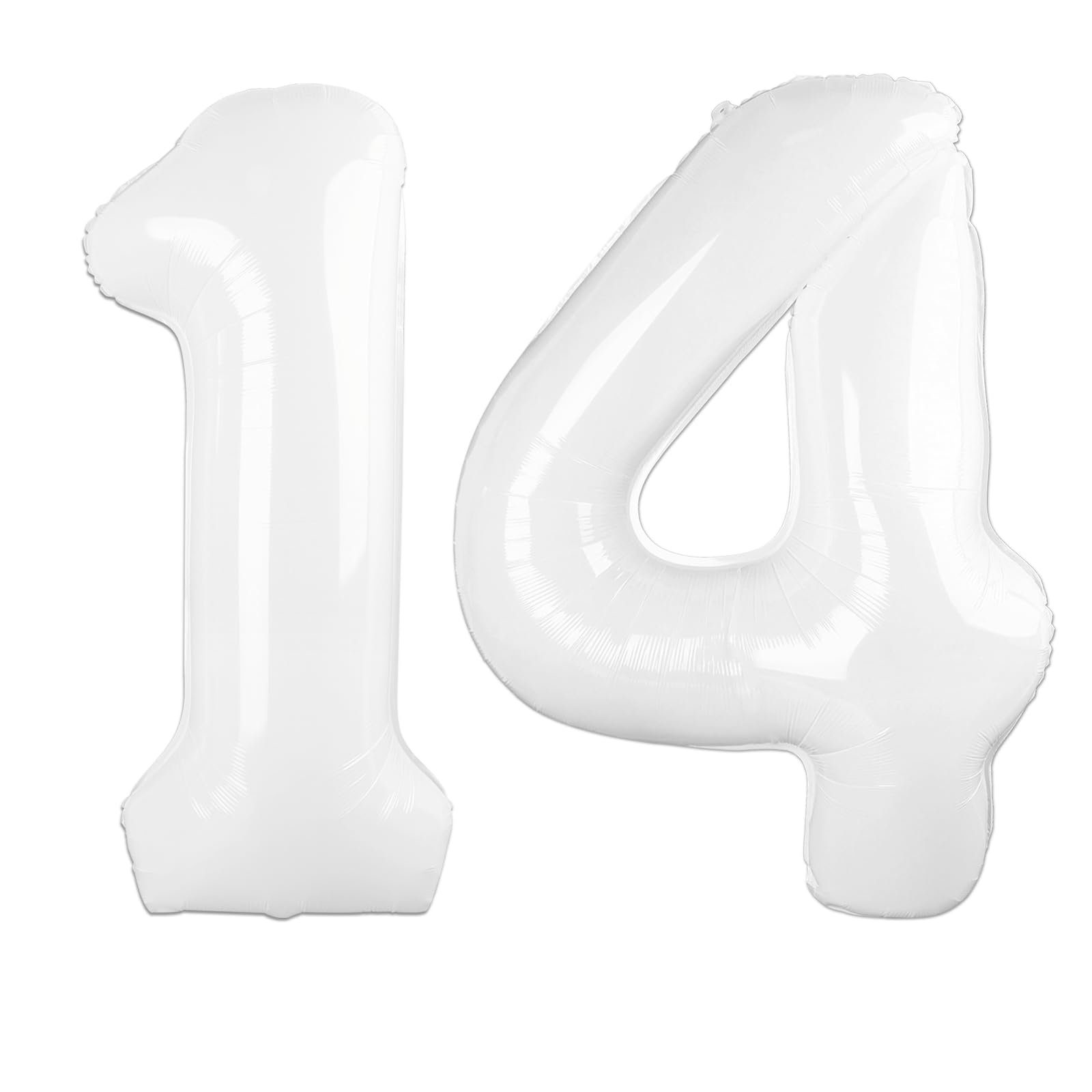 Kelfuoya 40-inch white number 14 balloon for birthdays and anniversaries.