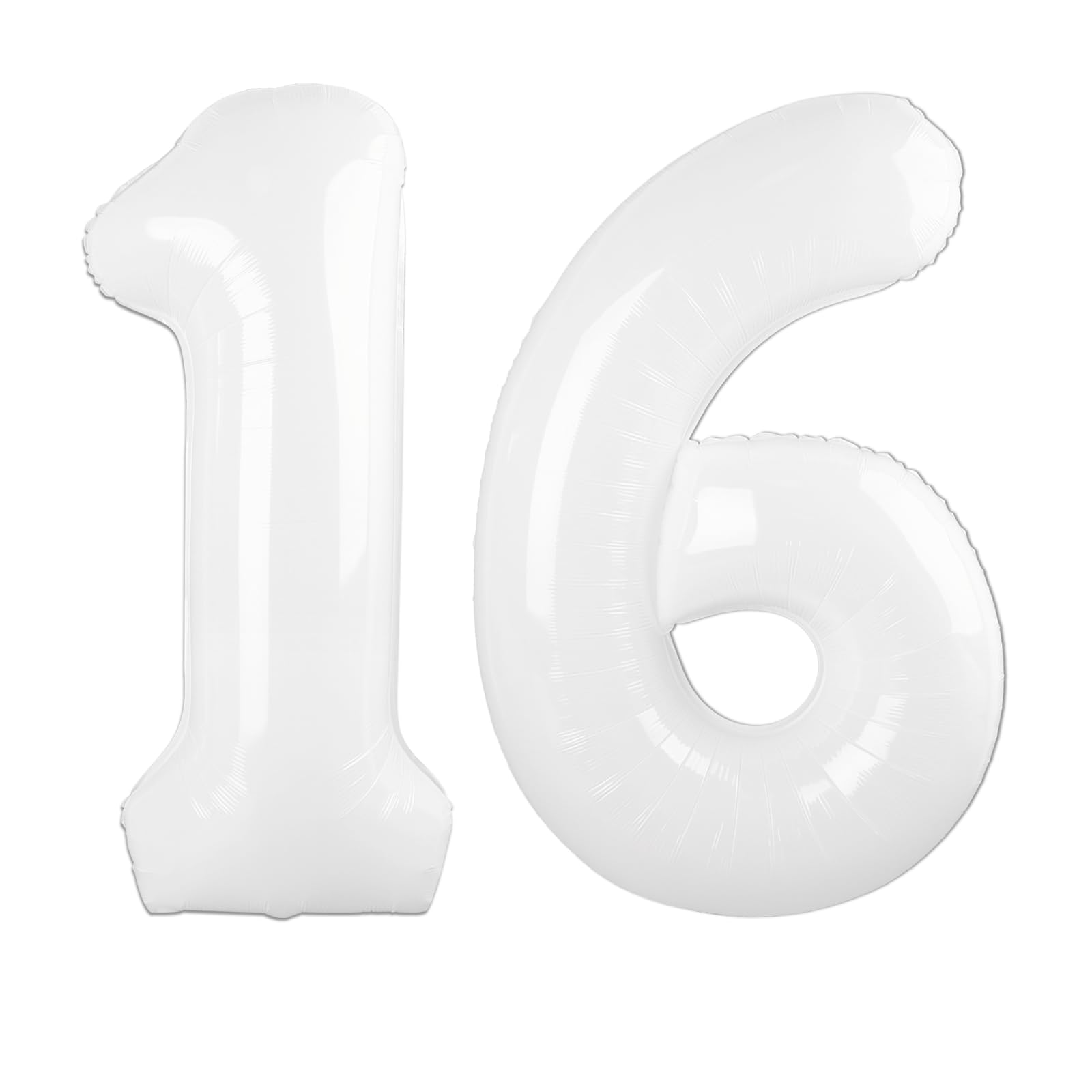 Kelfuoya 40-inch white number 16 balloon for birthdays and anniversaries.
